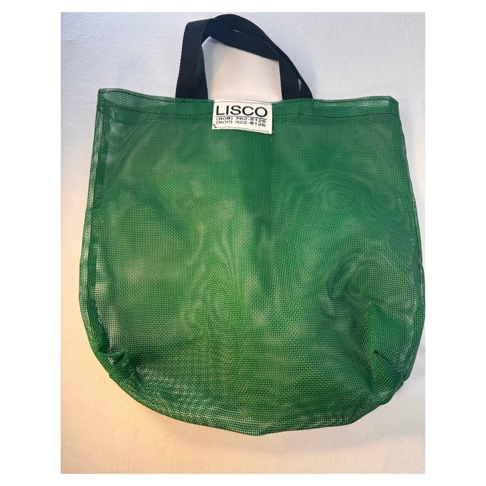 LISCO Green Mesh Utility Tote Bag Heavy Duty Reusable Carry Storage Bag - Picture 2 of 4